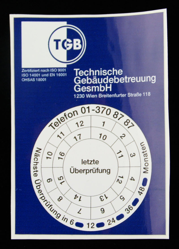 Prüfplakette TGB